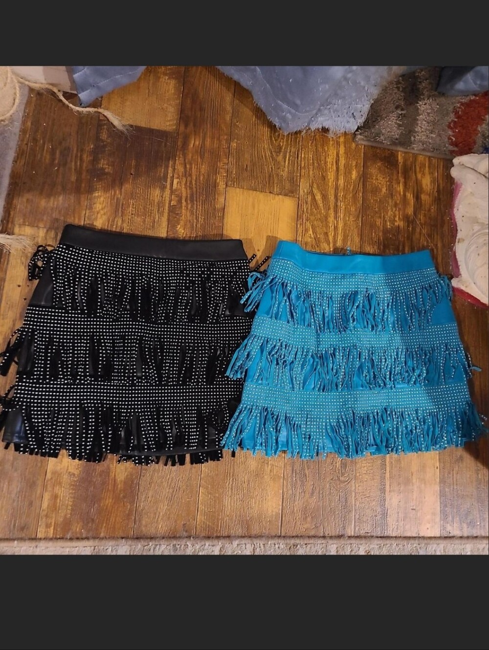 Sincerely Jules - black & blue fuax leather mini skirts